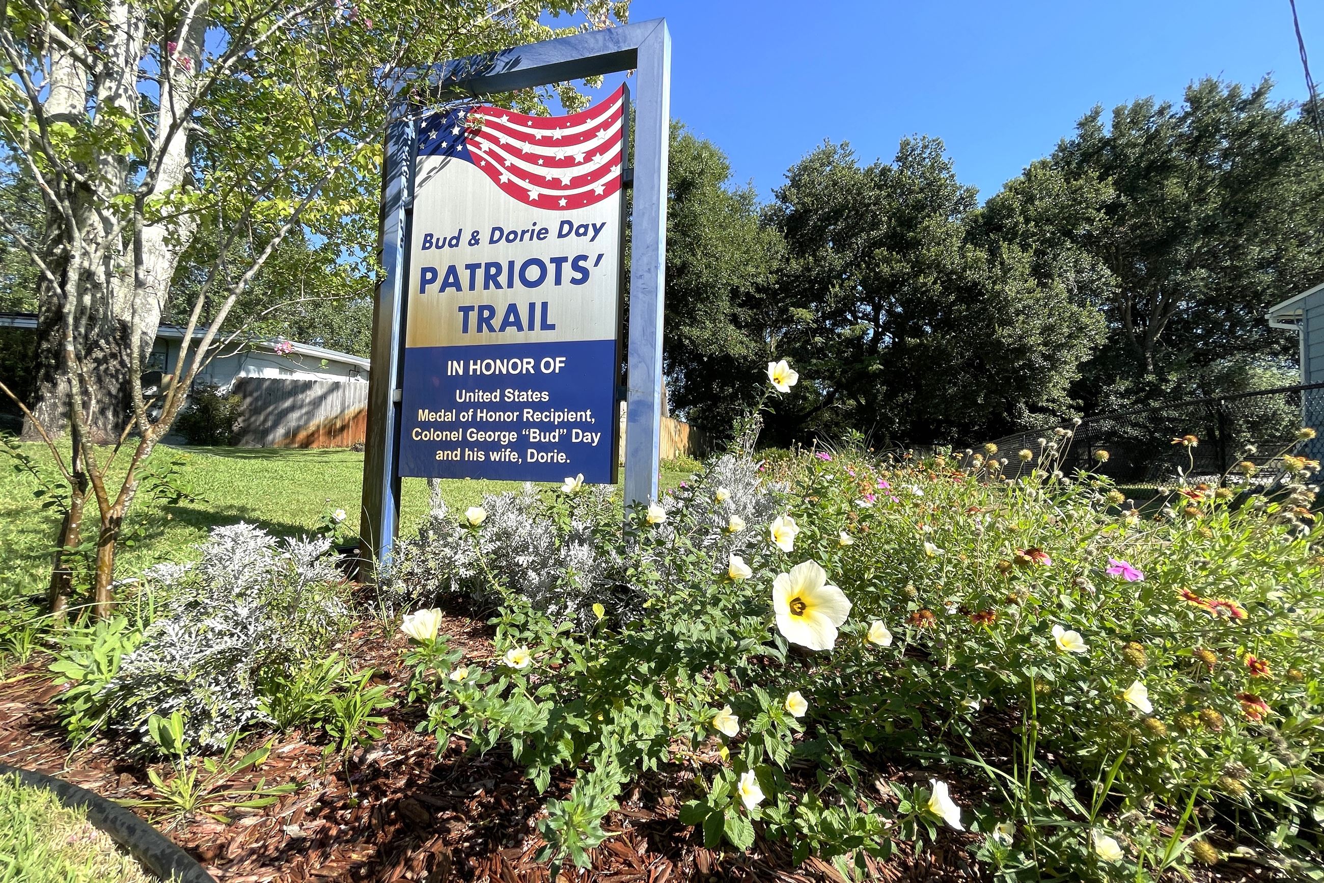 The Bud and Dorie Day Patriot trail winds through the neighborhood around Ferry Park.