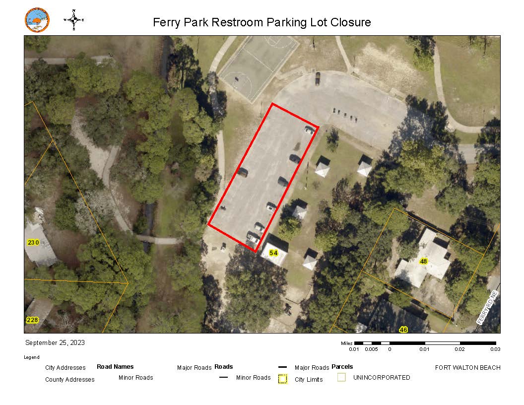 Ferry Park parking lot to close Tuesday to prepare for installation of new prefabricated restroom.