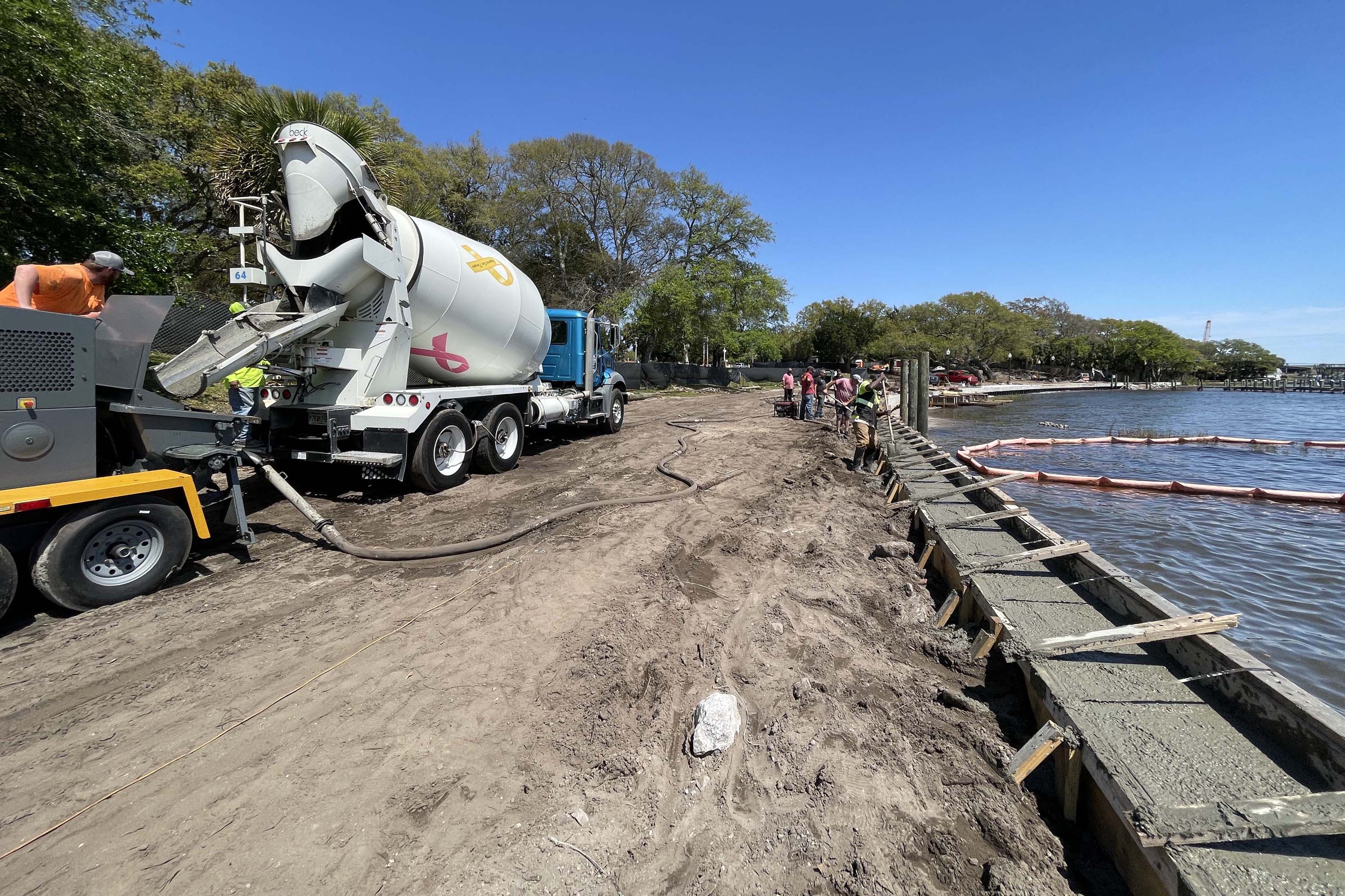 Construction of the boardwalk at Fort Walton Beach Landing Park on March 27, 2024.