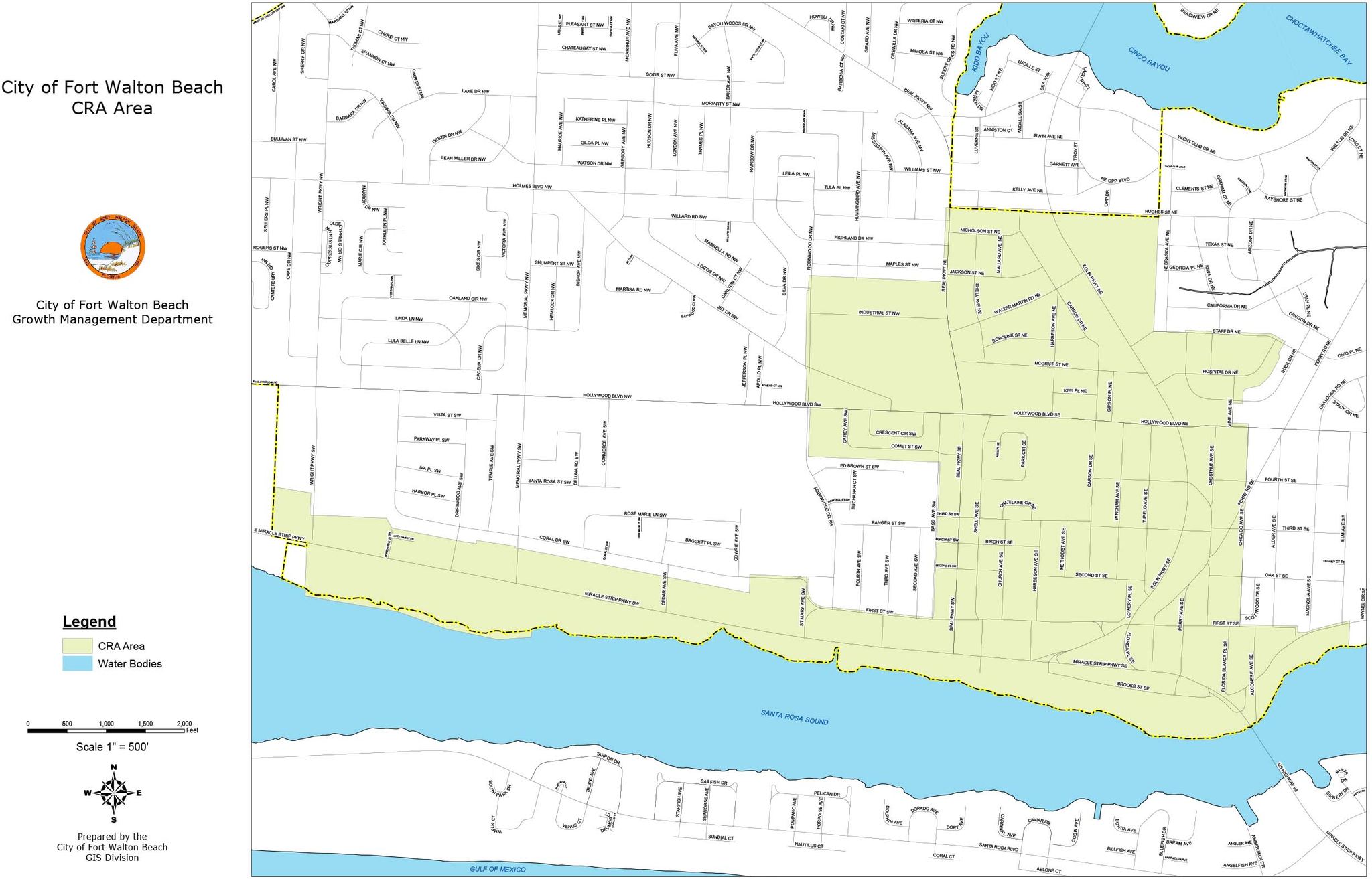 A map of Fort Walton Beach's Community Redevelopment Agency.